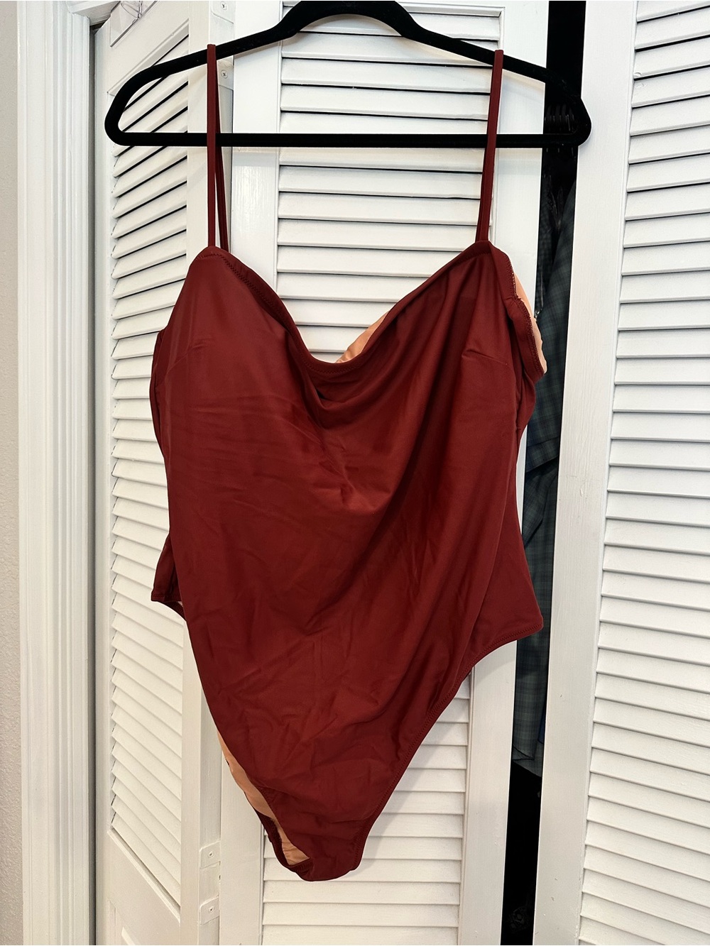 J Crew Women’s Cowl Neck One-Piece Swimsuit in Deep Burgundy